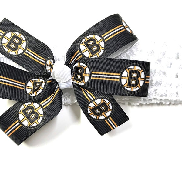 Baby Girl Boston Bruins Headband Bruins Hockey Hair Bow For Newborn Girl