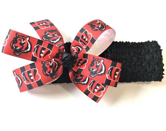 Newborn Girls Cincinnati Bengals Headband Baby Girl NFL Cincinnati Bengals Football Hair Bow