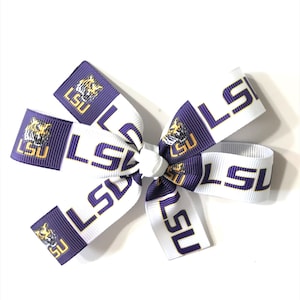 Girls LSU Tigers Hair Bow LSU University Football Hair Clip Girls College Sports Hair Accessories