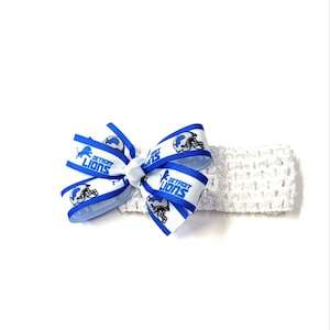 Newborn Girls Detroit Lions Headband NFL Detroit Lions Football Hair Bow Baby Girl Hair Accessories