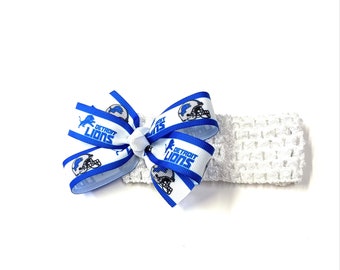 Newborn Girls Detroit Lions Headband Lions Football Hair Bow