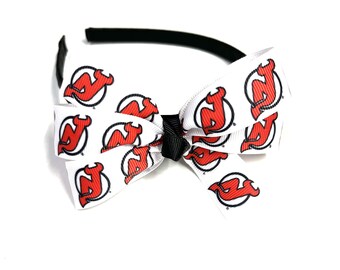 Girls NJ Devils Headband New Jersey Devils Hockey Hair Bow Teen Girl Hair Accessories