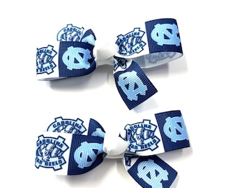 Girls North Carolina Tar Heels Hair Bows Set of 2 Toddler NC Tar Heels Pig Tail Bows
