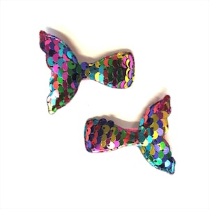 Mermaid Hair Clips Set of 2 Rainbow Sequin Mermaid Tails Hair Clips