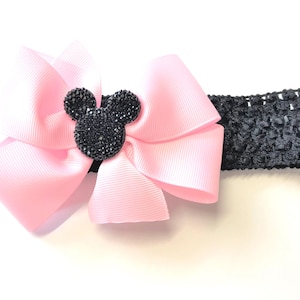 Baby Girls Minnie Mouse Headband Pink Minnie Mouse Hair Bow For Newborn Girl Pink Baby Girl Hair Accessories