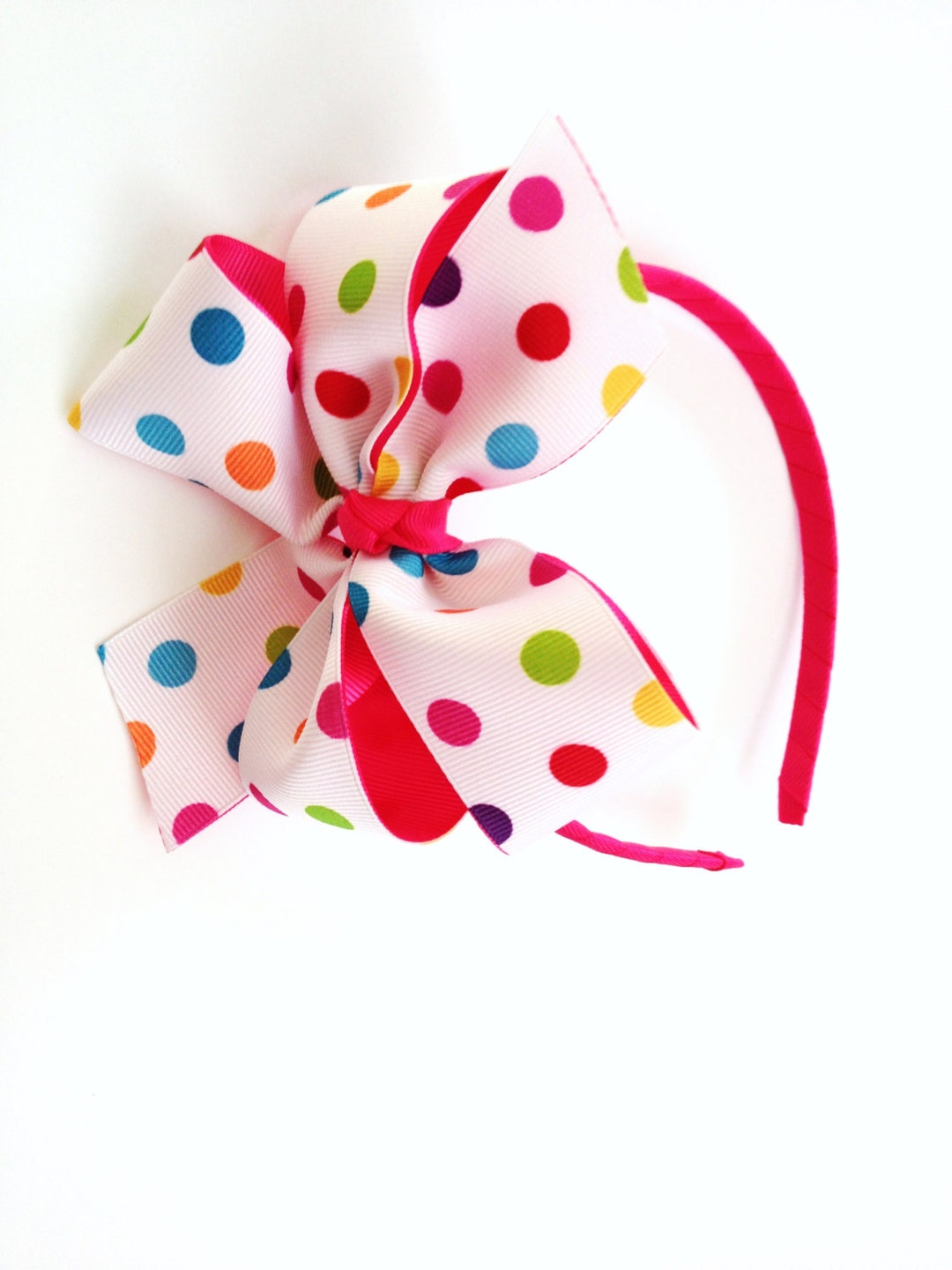 Girls Hot Pink Purple Aqua White Multi Color Polka Dot Headband Teen ...