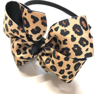 Girls Cheetah Headband Leopard Headband Animal Print Hair Bow