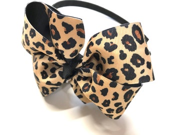 Girls Cheetah Headband Leopard Headband Animal Print Hair Bow