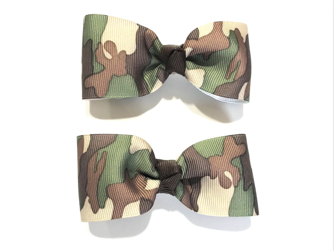 Girls Camouflage Hair Bows Set of 2 Infant Toddler Camo Hair Clips Etsy