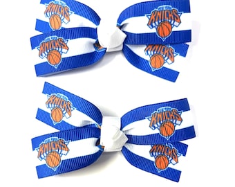 NY Knicks Hair Bow Set of 2 Toddler Girls New York Knicks Pig Tail Bows