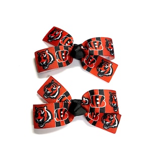 Cincinnati Bengals Hair Bow Set of 2 Toddler Girls Bengals Pig Tail Bows