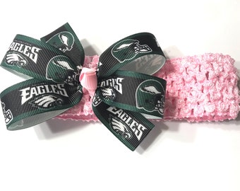 Newborn Girls Philadelphia Eagles Headband Eagles Football NFL Hair Bow Baby Girl Hair Accessories