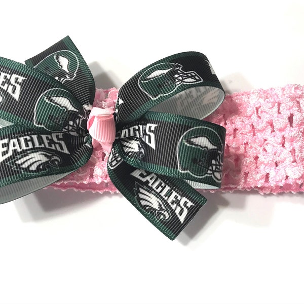 Newborn Girls Philadelphia Eagles Headband Eagles Football NFL Hair Bow Baby Girl Hair Accessories