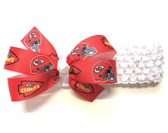 Baby Girls Kansas City Chiefs Headband KC Chiefs Football NFL Hair Bow For Newborn Girl Hair Accessories