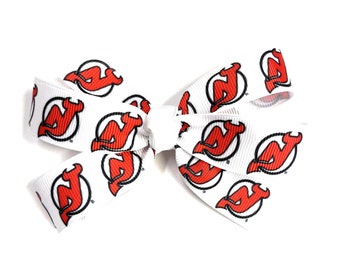 Girls New Jersey Devils Hair Bow NJ Devils Hockey Hair Clip