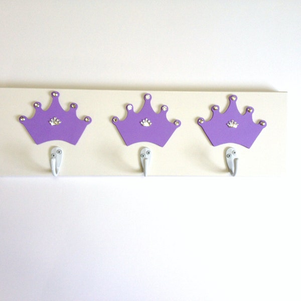 Purple Princess Crown Wall Hooks Girls Tiara Wall Decor Princess Room Decor Girls Clothing Hooks