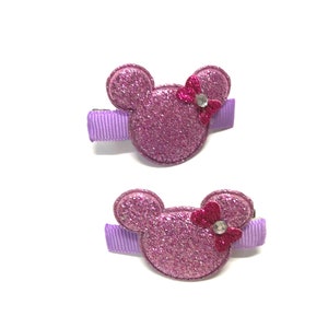 Minnie Mouse Hair Clips Disney Minnie Mouse Set of 2 Clips Pink Sequin Mouse Ears