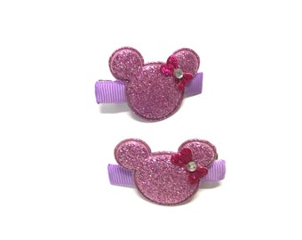 Minnie Mouse Hair Clips Disney Minnie Mouse Set of 2 Clips Pink Sequin Mouse Ears