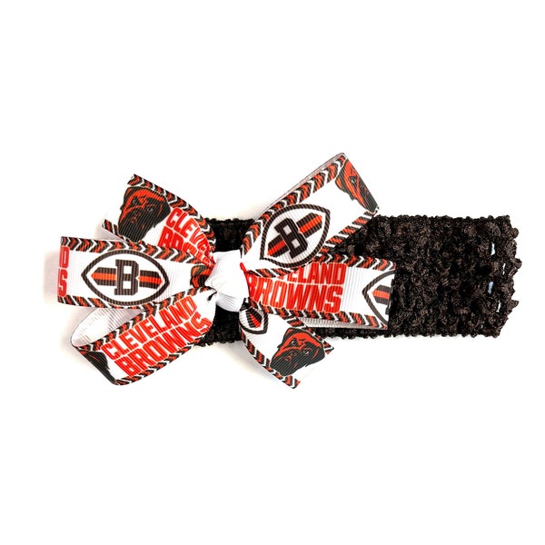 Newborn Girls Cleveland Browns Headband Baby Girl Cleveland Browns Football NFL Hair Bow For Newborn Hair Accessories