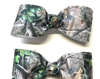 Girls Mossy Oak Camouflage Hair Bows Set of 2 Infant Toddler Camo Hair Clips