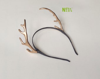 Gold Deer Antler Headband, Woodland Costume Accessory for Festivals, Parties and Photo Shoots