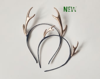 Matching Deer Antler Headbands, Mother-Daughter Gold Headbands, Holiday Photo Shoot Accessories