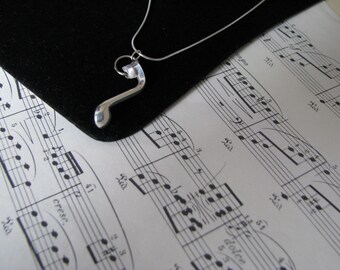 Flute Key Necklace Sterling Silver