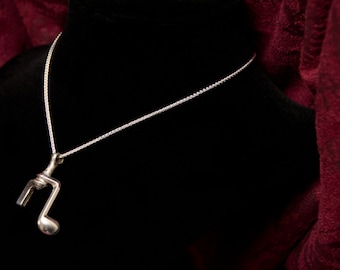 Flute Key Necklace Sterling Silver