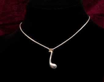 Flute Key Necklace Sterling Silver