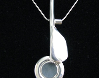Flute Key Necklace Sterling Silver