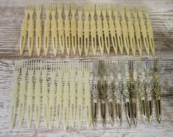 Ivory Colored Handles with Gold Etching Vintage Hors d/'oeuvre Forks Mid-Century Modern Retro Dinner Party Set of 8 Original Box