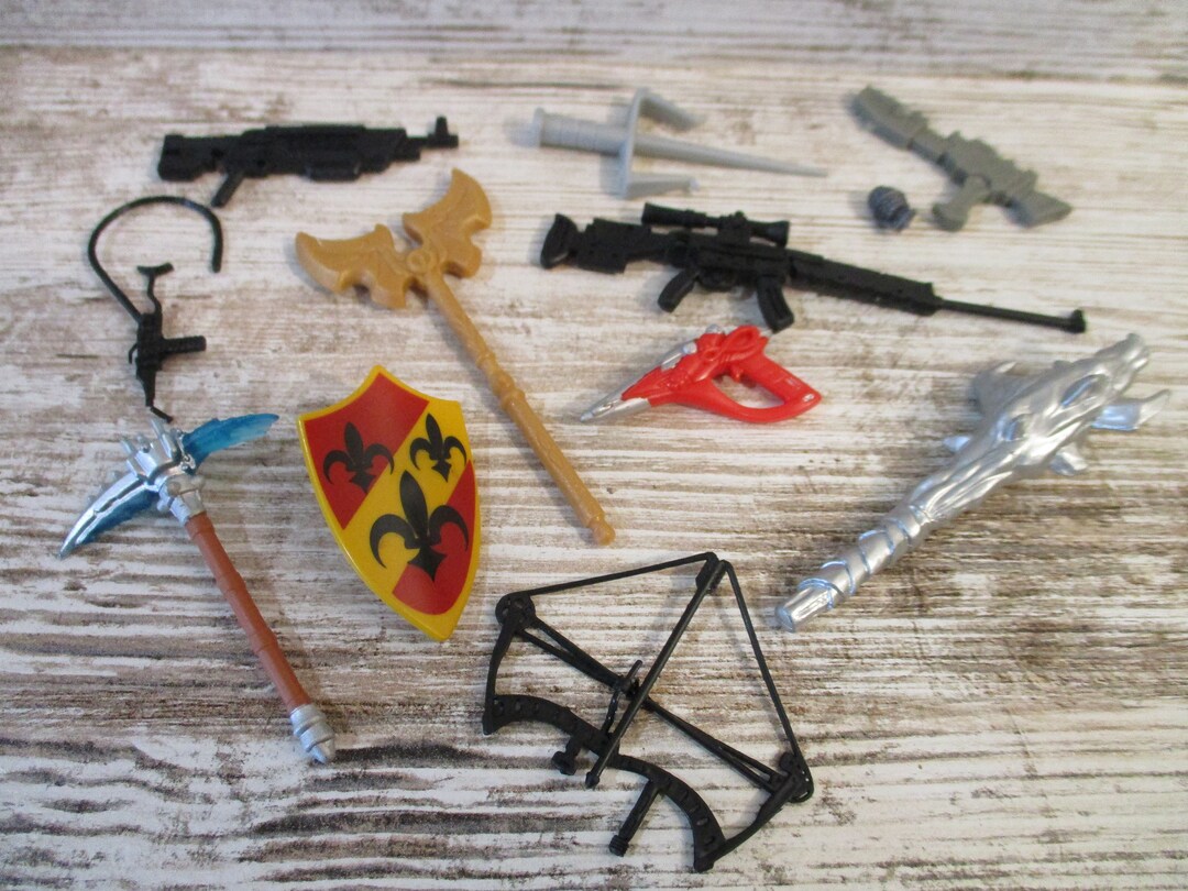 12 Miniature Weapons Action Figure Gun Rifle Knife Weapon Hatchet