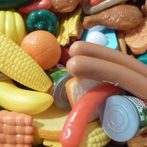 12 Play Food Toy Plastic Pretend Kitchen Baking Cooking Dessert Hot Dog  Carrot Vegetable Fruit Strawberry Banana Craft Assemblage 1919 