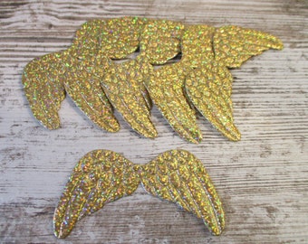 8 Miniature Angel Wings: Embossed Paper Craft Supply - 3" x 1.5" #5891