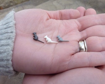 3 Miniature Plastic Mice Figures: Vintage, Dollhouse, Craft Supplies  #1211