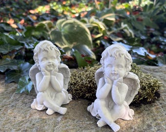 Angel Cherub Statue Figurine: Garden, Memorial, Sympathy Gift, Concrete, Cement, Modern Farmhouse, Home Decor