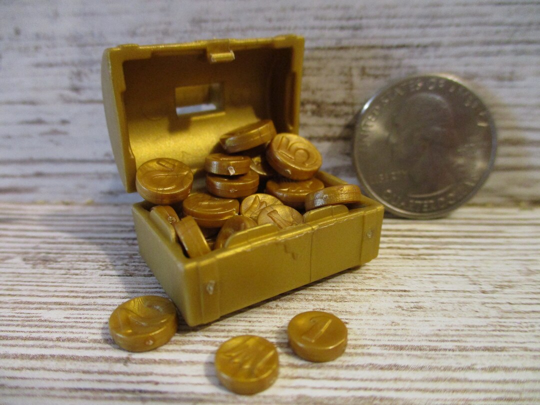 Miniature Toy Treasure Chest Gold Coins Pirate Loot Booty Doll Etsy