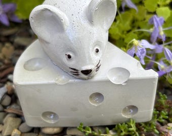 Mouse and Cheese Figurines:  Succulent Pot, Plant Filler, Cement, Concrete, Handmade
