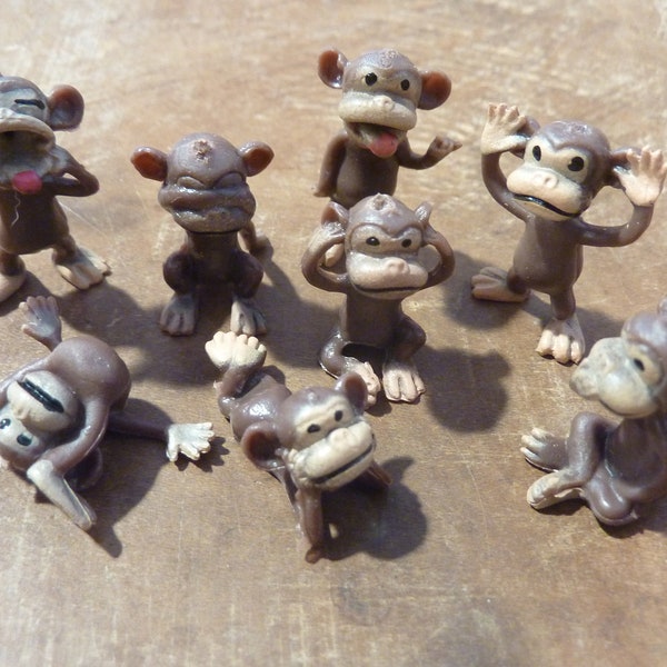 5 Little Monkeys Miniature Toy Gumball Vending Prize Party Favor Micro Terrarium Animal Fairy Garden Figurine Craft Supply Lot Zoo (#1640)