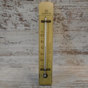 Antique Wooden Thermometer Vintage Medical Sick Room Thermostat Temperature Doctors Office Hospital Decor Collectible (#4440)