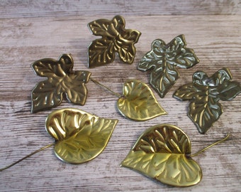 8 Metal Leaves Ivy Leaf, Findings, Assemblage, Altered Art, Mixed Media, Craft Supply #5927