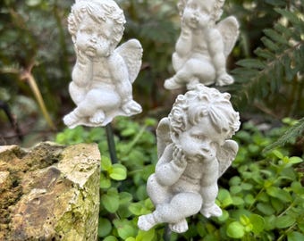 Cement Angel Pick: Garden Decor, Plant Pot Stakes, Modern Farmhouse, Minimalist Gift, Handmade