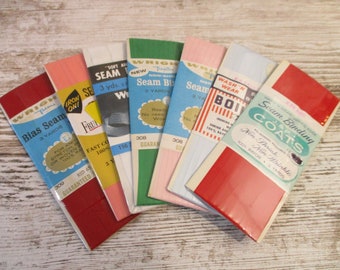 7 Vintage Seam Binding Packages: Rayon Sewing Trim Lot NOS #5804