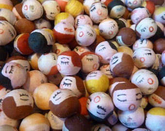 Vintage Spun Cotton Doll Heads: Japan Craft Supply, Bead Pipe Cleaner Doll, Faces