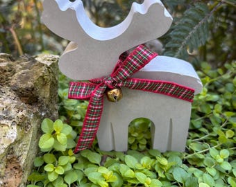 Christmas Moose, Deer, Reindeer, Figurine: Minimalist, Christmas, Modern Farmhouse, Handmade