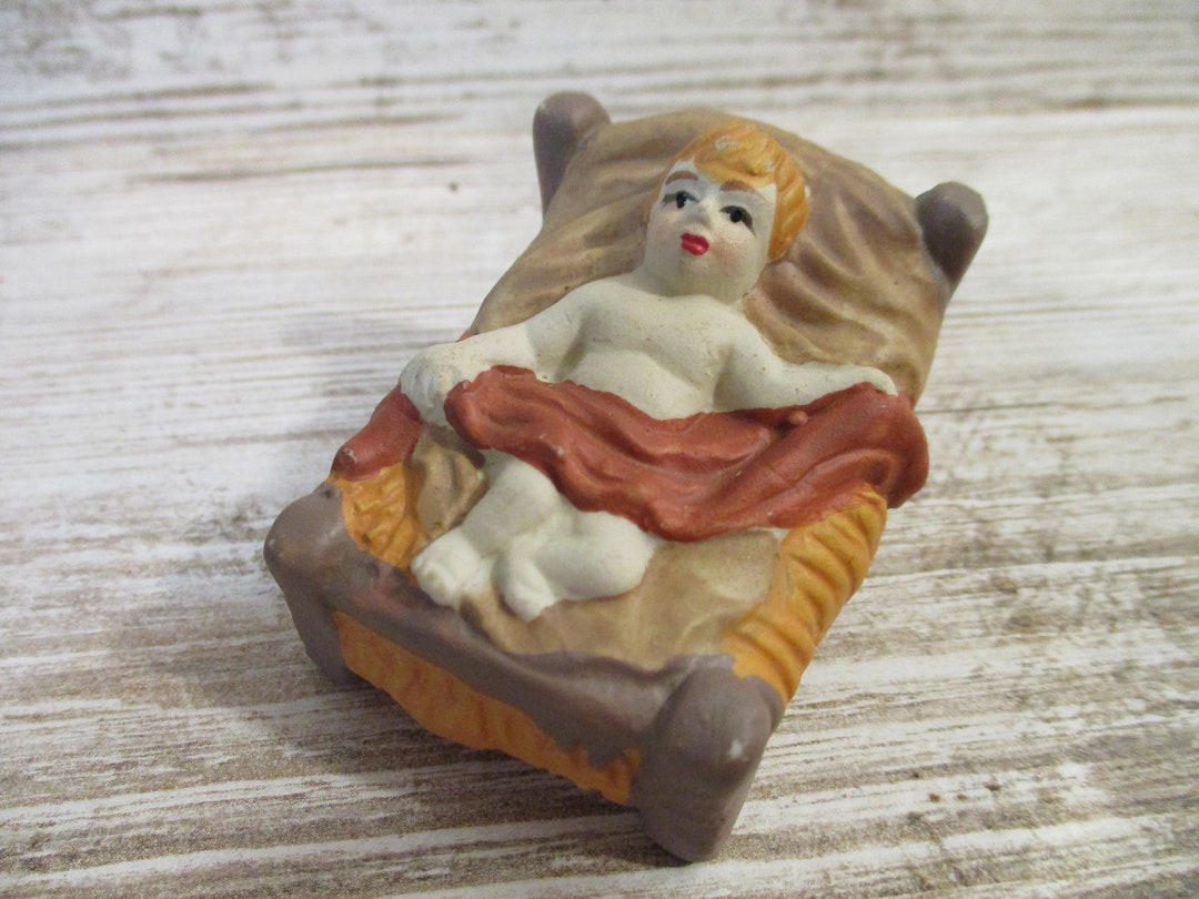 Vintage Miniature Baby Jesus Crib Nativity Creche Figure Etsy