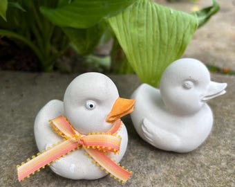 Cement Rubber Duck Figurine, UNPAINTED: Modern Farmhouse, Nursery Decor, Baby Shower, Handmade