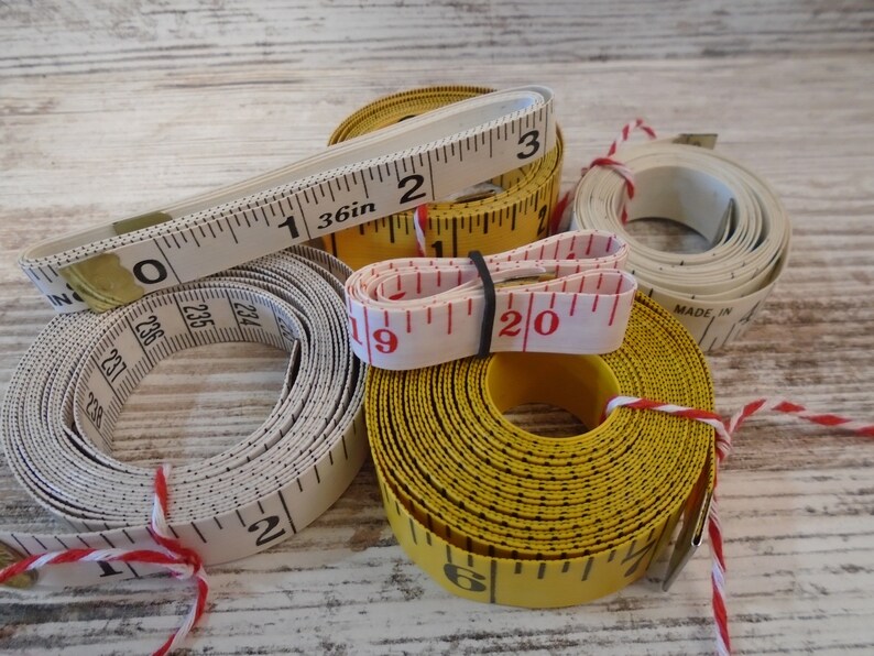 #4271 6 Tape Measure Lot Sewing Measure Vinyl Plastic Craft Sewing Lot Mixed Media Altered Art Junk Journal Scrapbook Supply