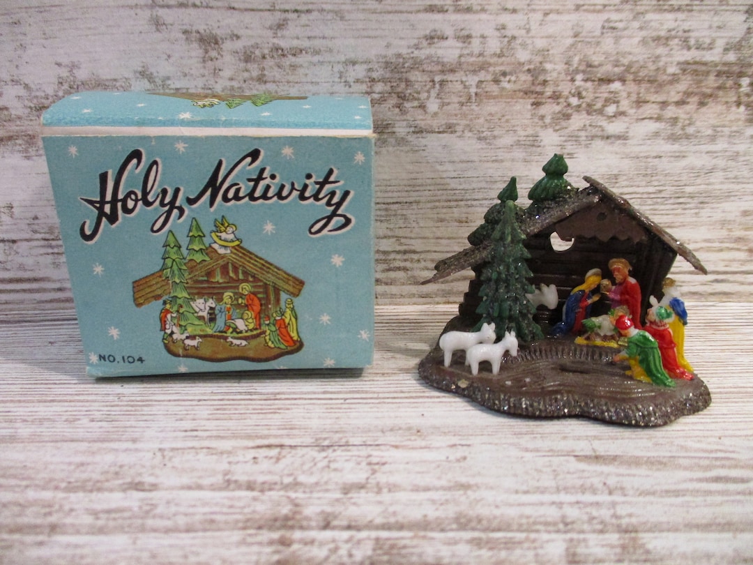 Miniature Plastic Nativity Set Hong Kong Ornament Box Etsy