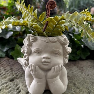 Concrete Angel Planter: Modern Farmhouse Decor, Succulent Pot, Handmade
